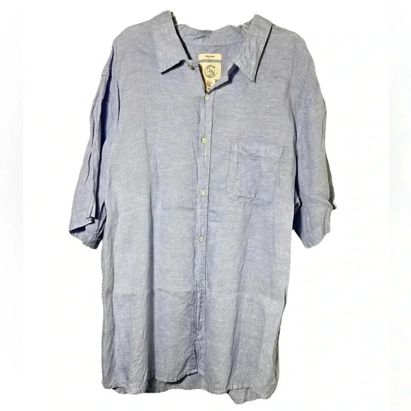 Panama Jack 100% Linen Mens XL Baby Blue Button Down Short Sleeve Shirt EUC - Picture 1 of 7